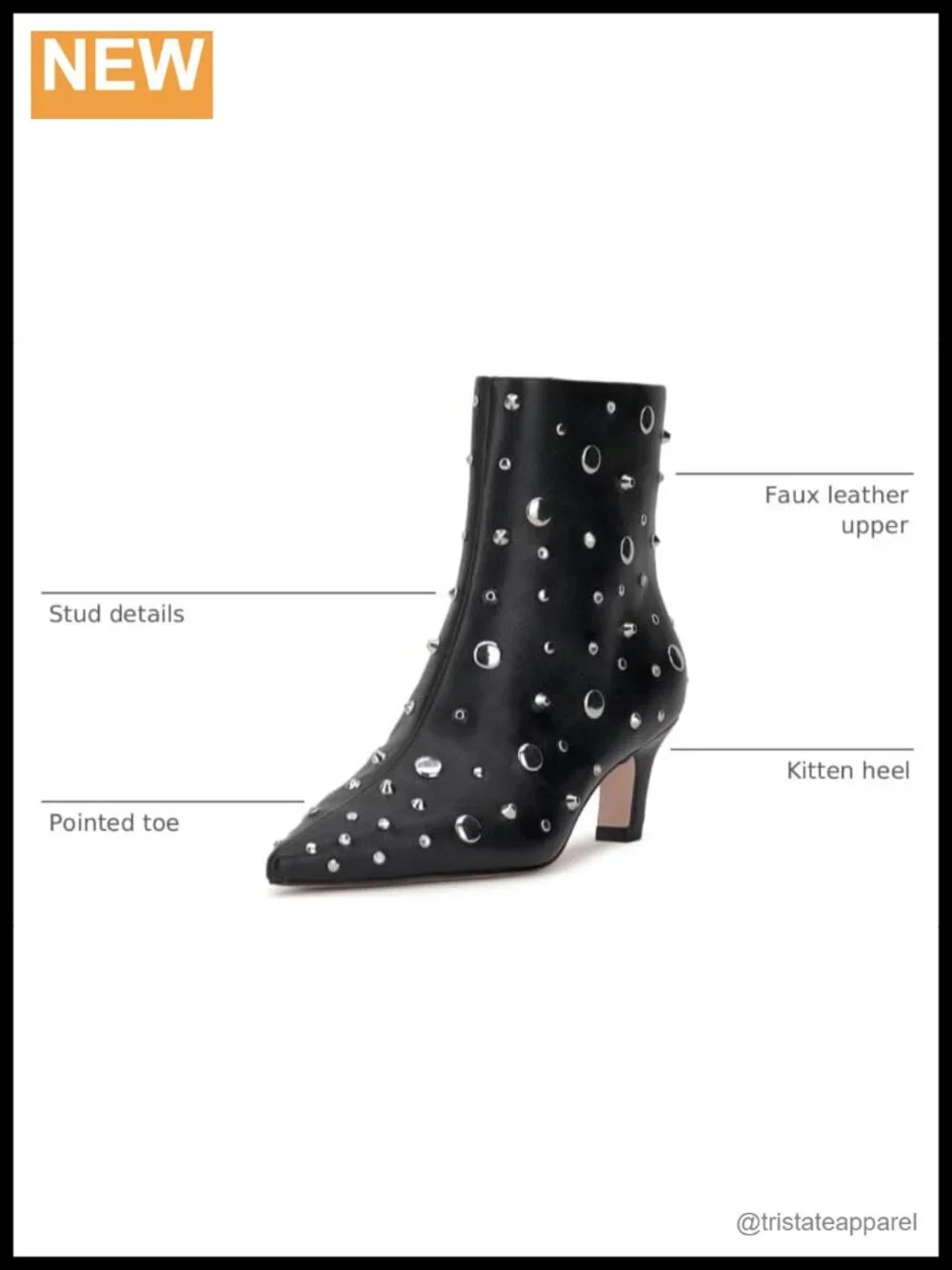 Faux Leather Kitten Heel Ankle Bootie Pointed Toe Pull-On